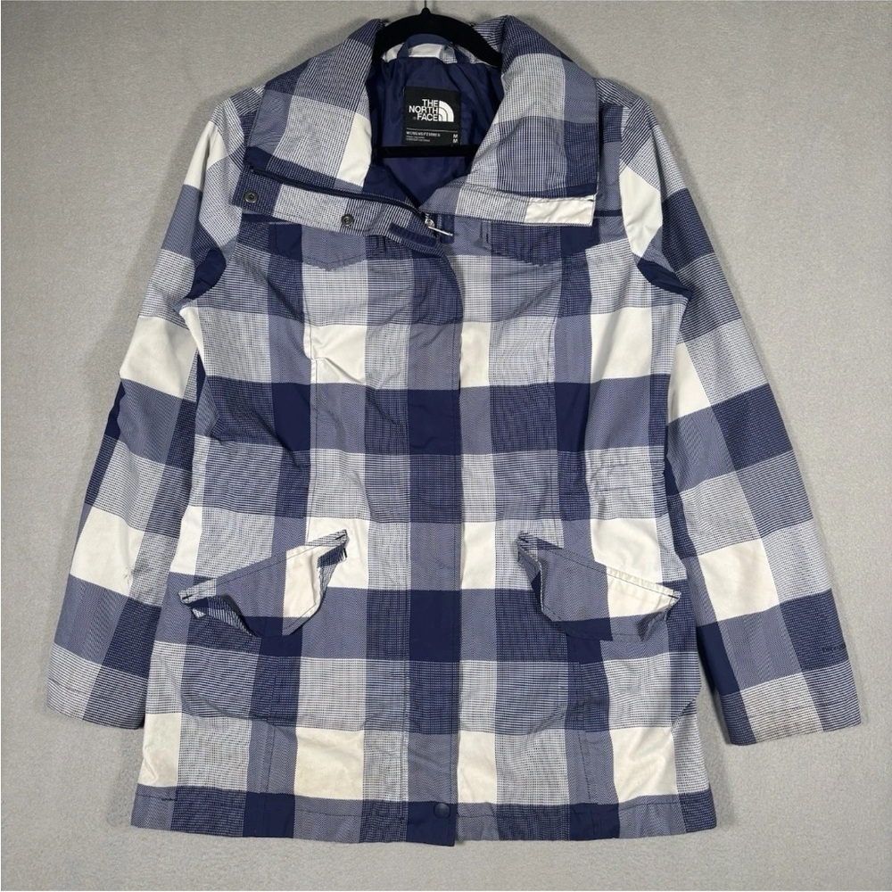 The North Face Dryvent Windbreaker Rain Jacket Women's Medium Blue & White Plaid